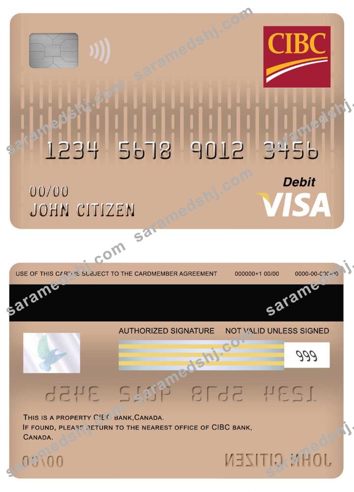Canada CIBC bank visa debit card
